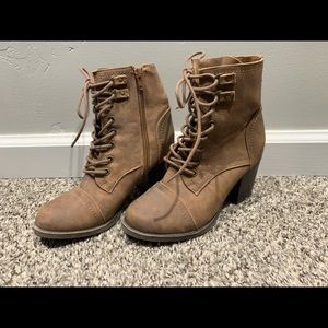 madden girl lace up brown ankle boots